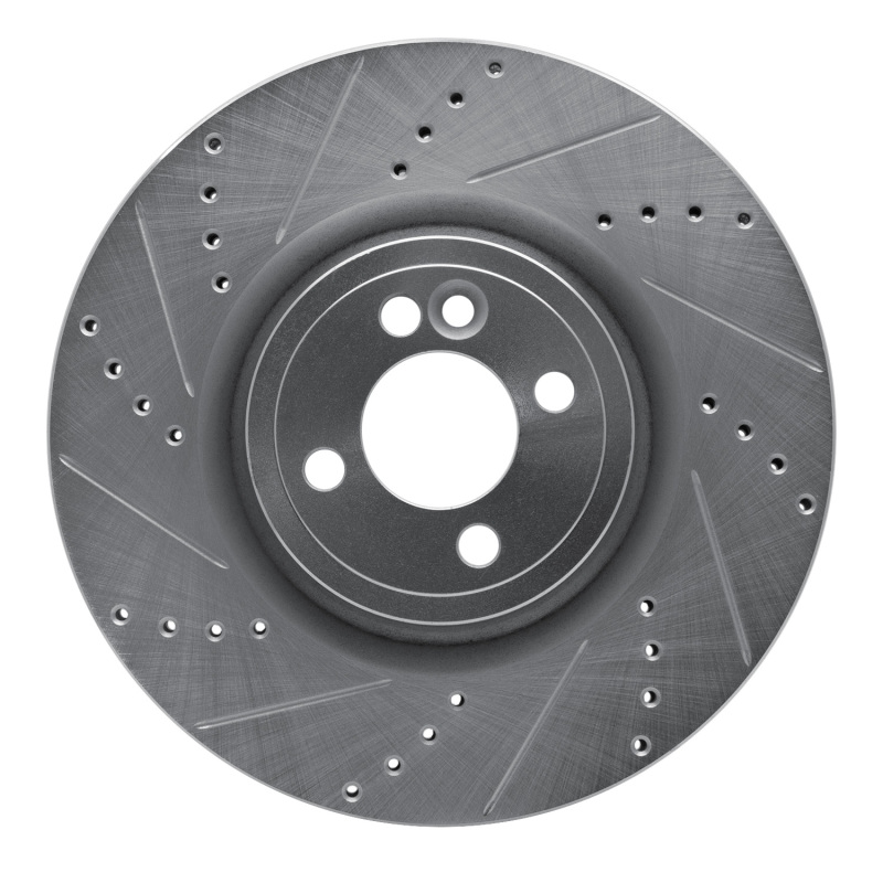 Mini Cooper Brake Rotor (1) - Front Left - R1 Concepts - Drilled & Slotted - Silver - 2013